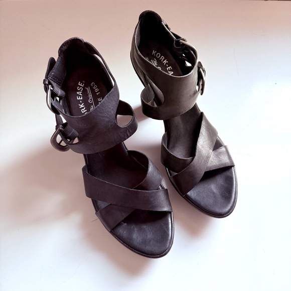 Kork-Ease Teresa Leather Platform Wedged Heeled Sandals - Picture 6 of 9